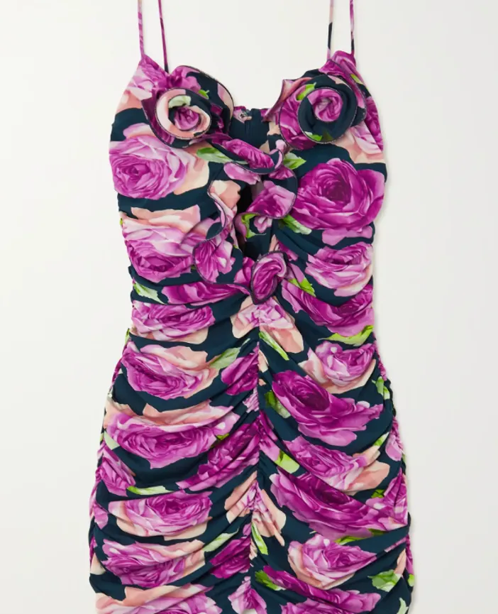 Magda Butrym Ruched Mini Dress Floral Print Size 8